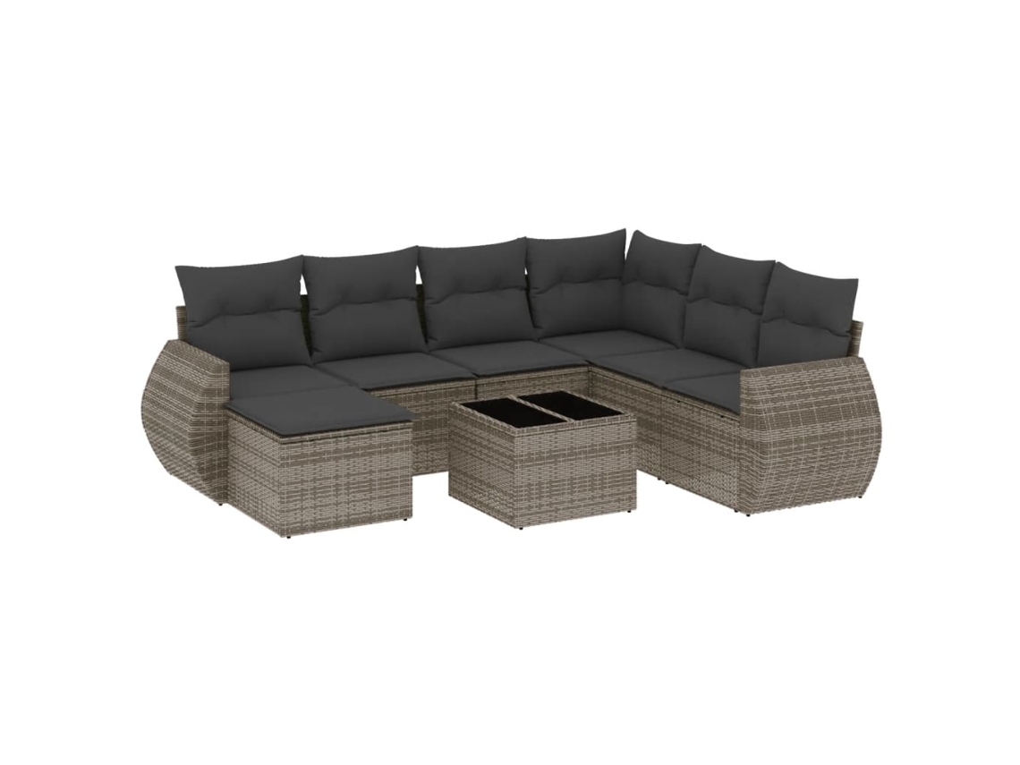 Conjunto de 8 Sofás de Jardim com Almofadões Vime Pe Cinzento MAISON EXCLUSIVE (8 pcs)