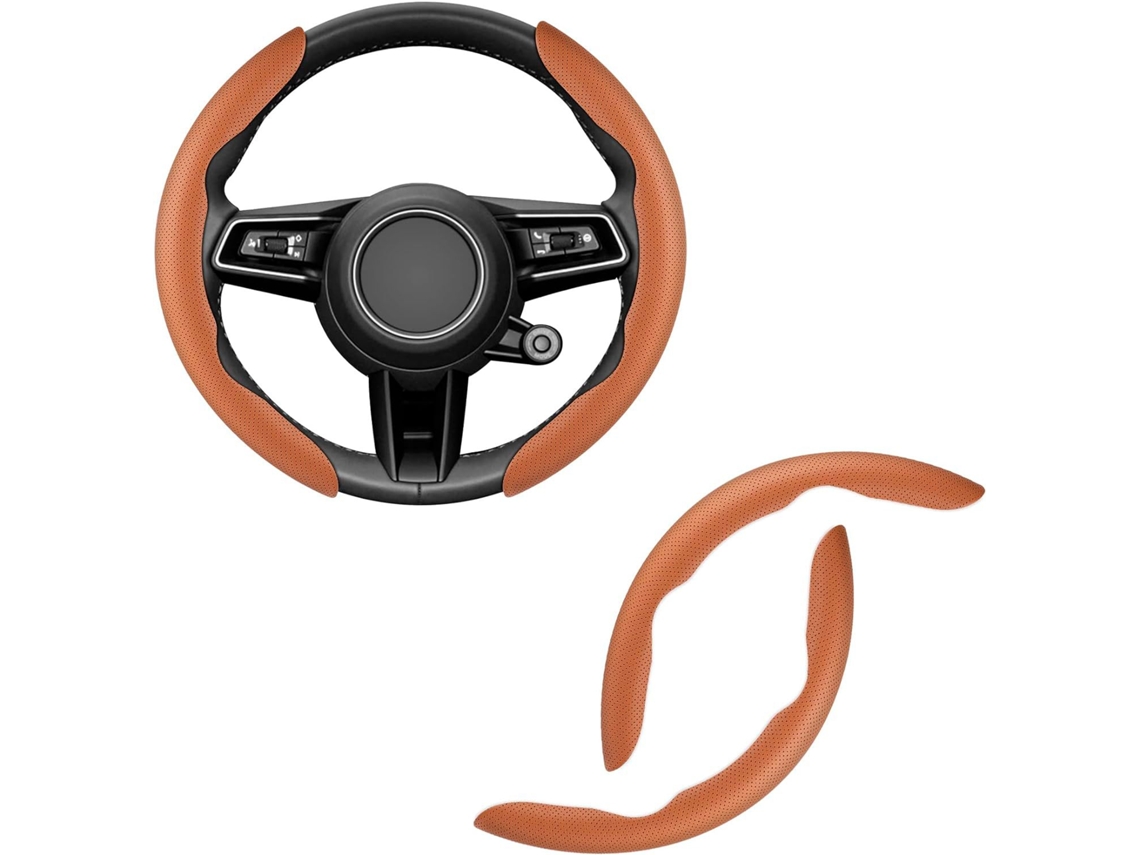 Capa Volante Couro Perfurado Ultrafino 2un, Anti derrapante Respirável Compatível Volante 38cm Acessórios Automóvel STELASPLEN