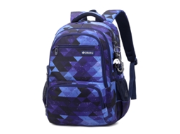 Mochila Grande E Espaçosa Para Estudantes.padrão De Diamante Azul Grande