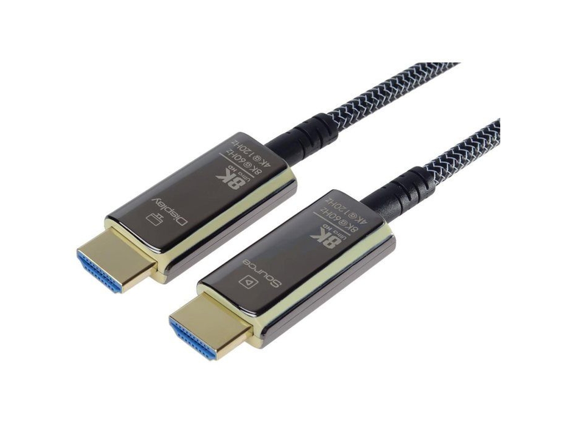 Cabo de fibra óptica HDMI 2.1 8k/60Hz de ultra alta velocidade Premiumcord, banhado a ouro, 25 m