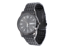 Relógio de Pulso Masculino de Quartzo Chronograph Analógico com Ponteiros Luminosos e Rhinestones Preto