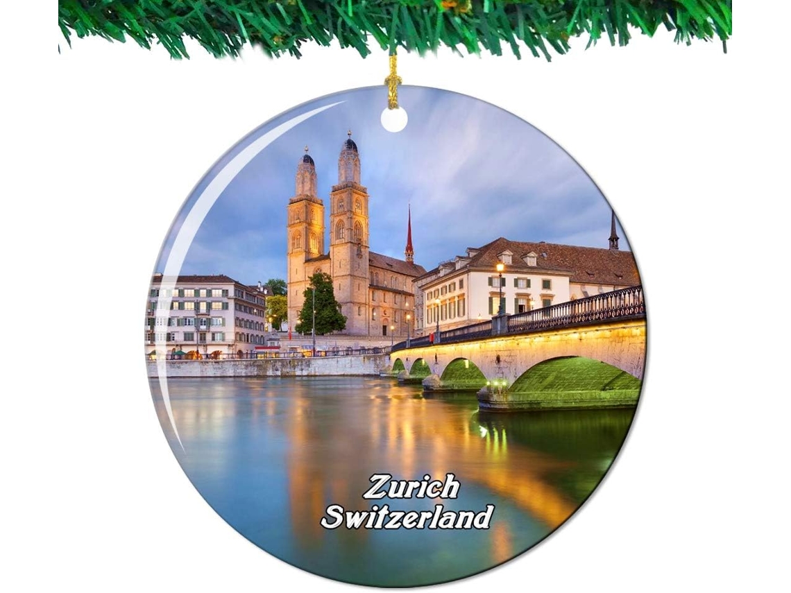 Grossmuns Zurique Suíça Suíça Decoração Cidade Coleção Lembrança de Viagem Porcelana Dupla Face 7,