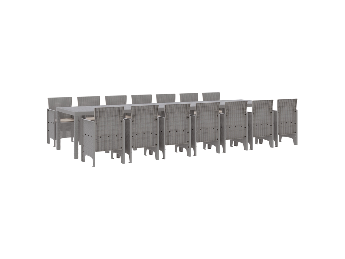 Conjunto 15 Móveis De Jardim Vidaxl Cinzento-claro Polipropileno (400 X 100 X 73 Cm)