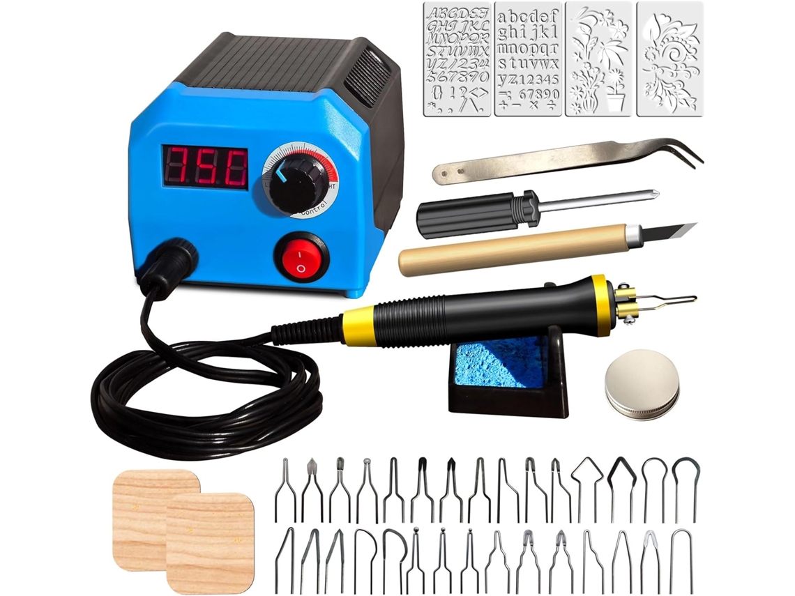 Kit de Pirografia Lh55, 1, Ferram. Digital de Temperatura Ajustável para Artesanato, Adultos e Iniciantes AQUAFORGE