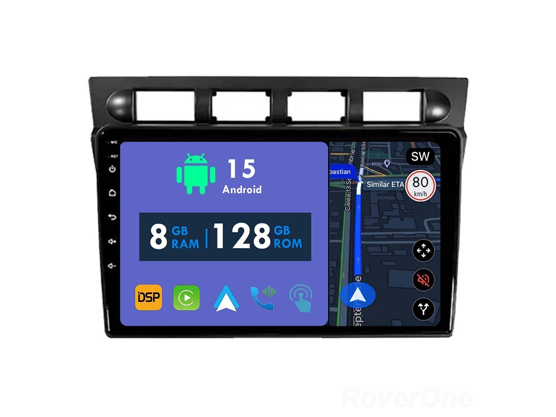 Auto Rádio Carro Bluetooth Autoradio 8GB RAM 128G ROM CarPlay Navegação GPS Ecrã Táctil RoverOne para Kia Morning Picanto 2004-2007  