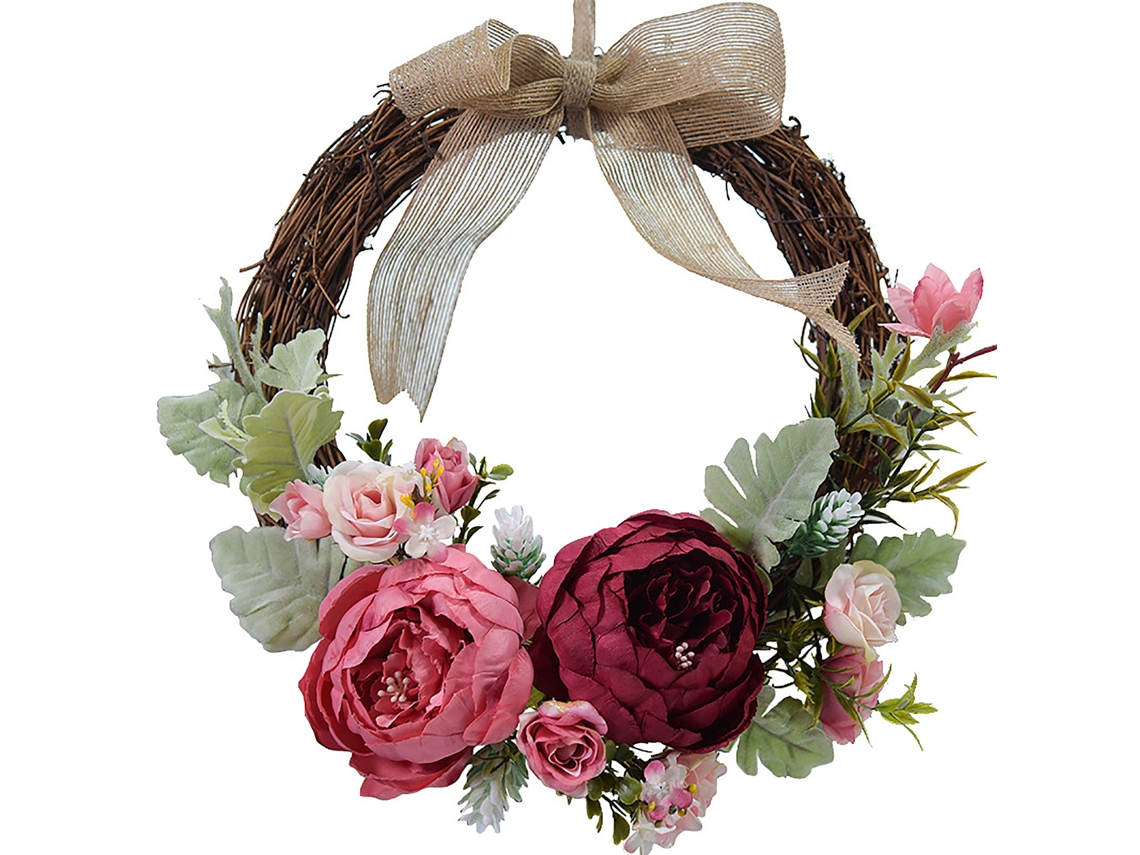 Guirlanda de flores de peônia em seda, círculo de vinha, diâmetro personalizado LAXISCREED