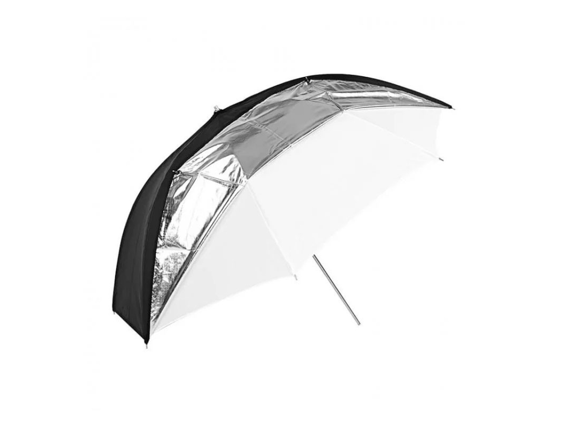 Guarda chuva GODOX Ub 006, Preto, Prata e Branco, Dupla Função, 84 Cm