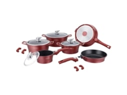Conjunto de Panela Frigideira e Caçarola 6 Utensílios de Cozinha Borgonha ROYALTY LINE