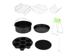 Kit de acessórios para air fryer de 8 polegadas: suporte metálico, grelha para espetos e barril para bolos LAXISCREED