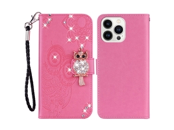 Capa Em Couro Pu Para Apple Iphone 16 Pro Max, Rosa