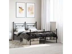 Vidaxl Estrutura de Cama com Cabeceira e Pés 135x190 Cm Metal Preto