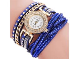 Relógio Pulseira Mulher de Liga com Quartzo e Pedras Artificiais Multicamada Azul