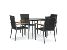 Conjunto 4 Conjunto De Jantar Para Jardim Vidaxl Preto Aço (55 X 61.5 X 90 Cm)