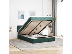 Estrutura De Cama Otomana Com Colchão 140x190cm Verde Escuro