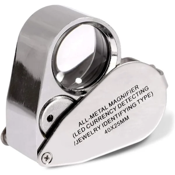 Lupa de Joalheiro 40x, Lupa Dobrável, Lupa Especializada para Joias com Iluminação Led BRILVIBERA (tipo Detecção de Dinheiro/identificação)