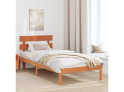 Vidaxl Estrutura da Cama Castanho 90 X 200 Cm Madeira de Pinho Maciça