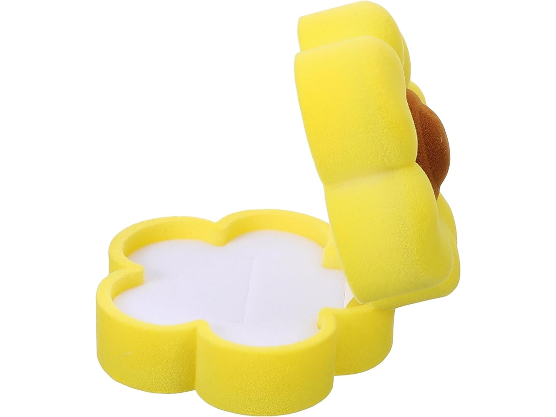 Caixa Joias Veludo Amarelo Floral Organizador GOKOCO