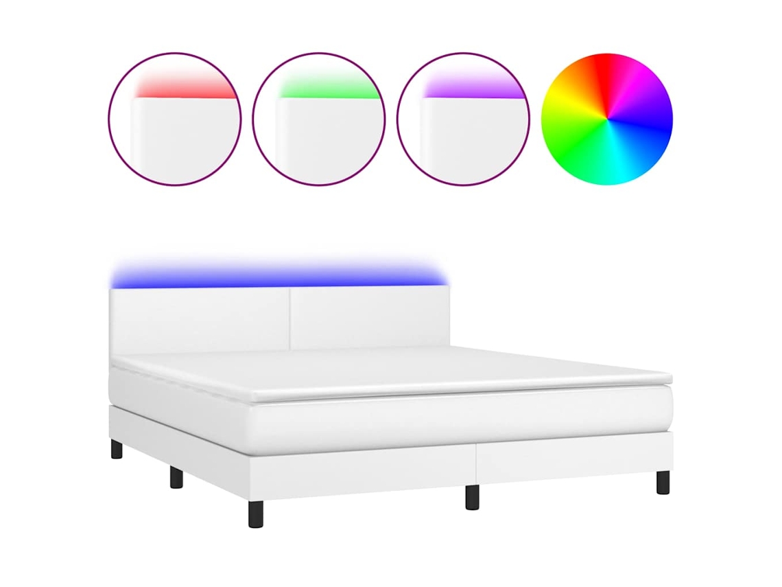 Box Spring Bed, Box Spring Beds Vidaxl Branco Couro Artificial (160 X 200 Cm)