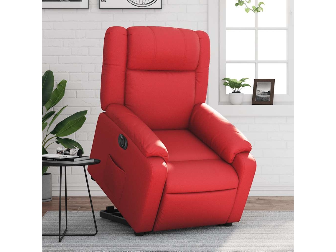 A Poltrona Reclinável Elevatória Elétrica Couro Artif. Vermelho Wsd469533 Adorável Casa
