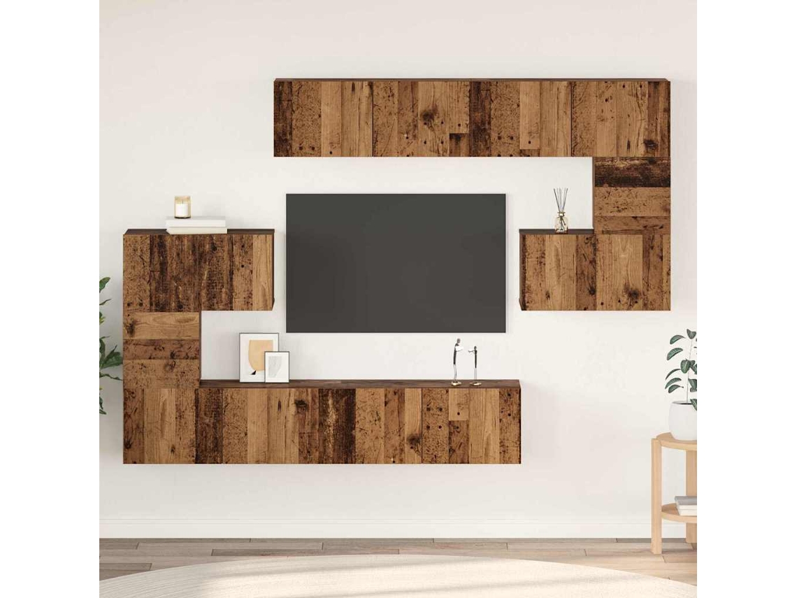 Vidaxl Conjunto De Móvel De Tv 8 Unid. Madeira Antiga