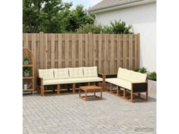 Vidaxl Conjunto De Sofás Para Exterior 9 Unid. Natural E Creme