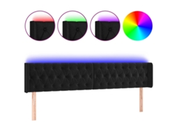 Cabeceira com luzes LED Veludo Preto MAISON EXCLUSIVE (183x16x78 cm)