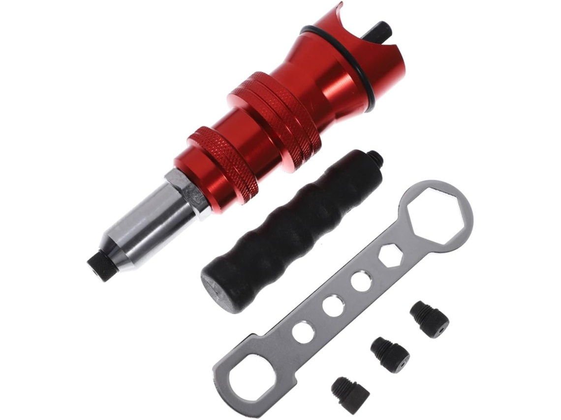 Adaptador Rebite e Furadeira em Liga de Alumínio Vermelho, Compatível com Furadeira.