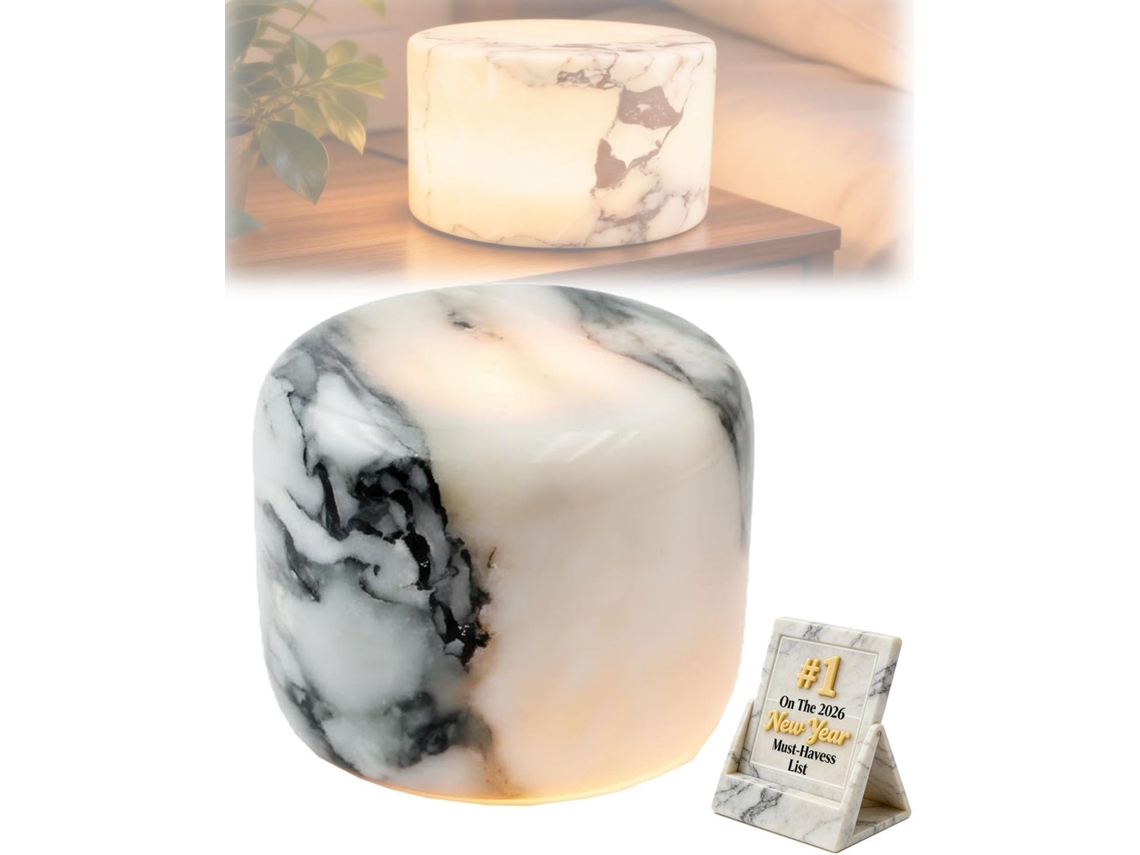 Luminária De Mesa Mármore Com Toque Suave, Luz Noturna, Luminária De Mesa Cabeceira Em Ônix Com Base Recarregável Tipo C