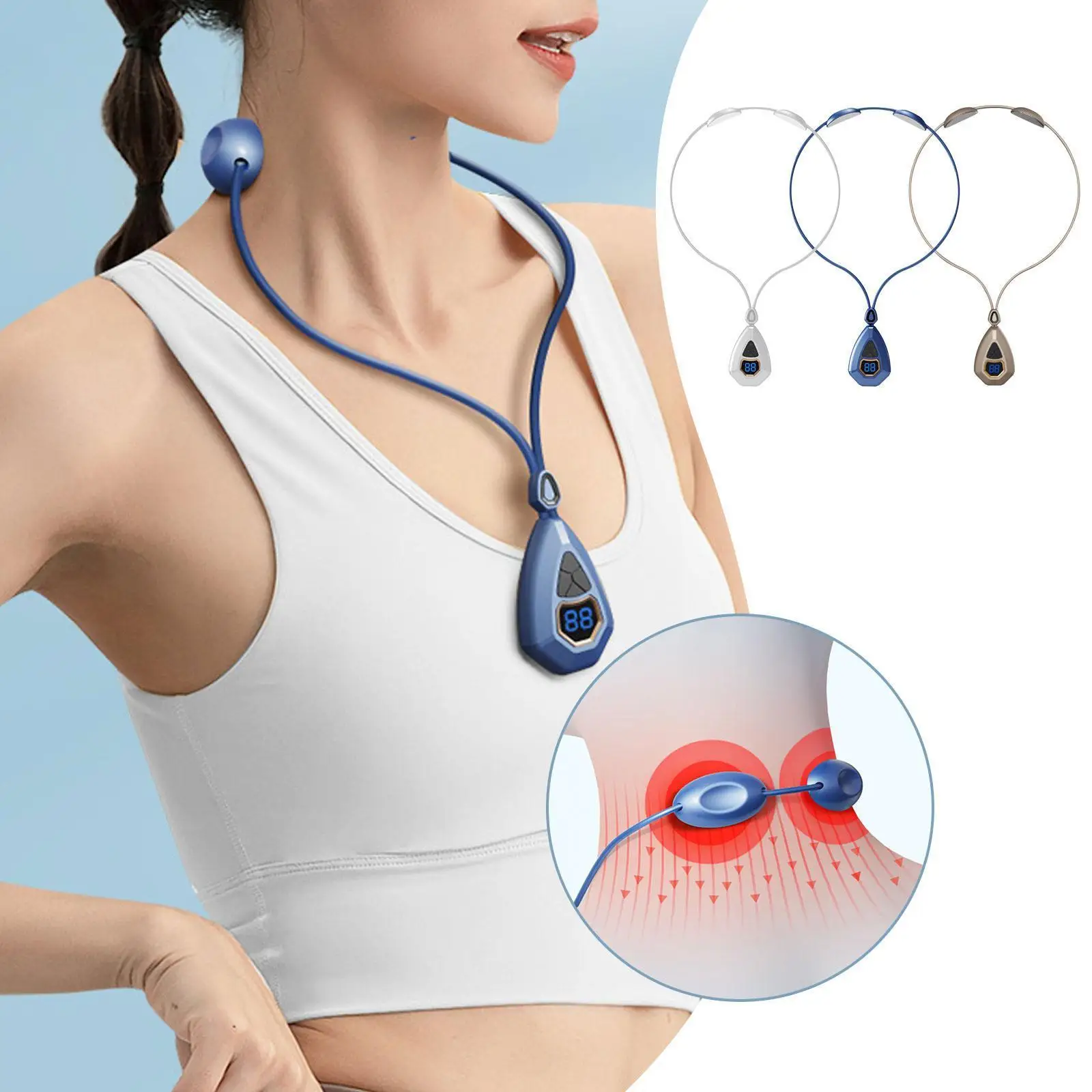 Massageador Elétrico Para Pescoço Ems Com Suporte Cervical, De Pulso Baixa Frequência, Portátil E Relaxante T9h7