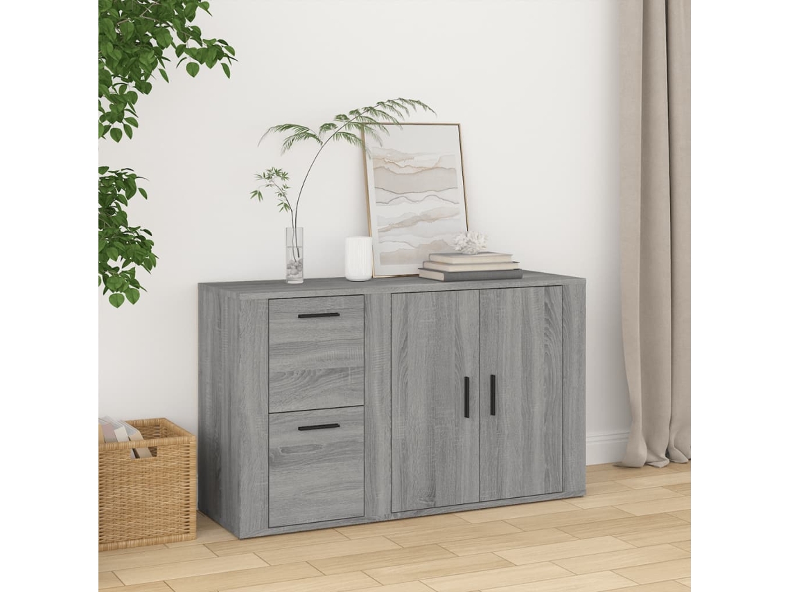 Vidaxl Aparador 100x33x59,5 Cm Derivados De Madeira Cinzento Sonoma