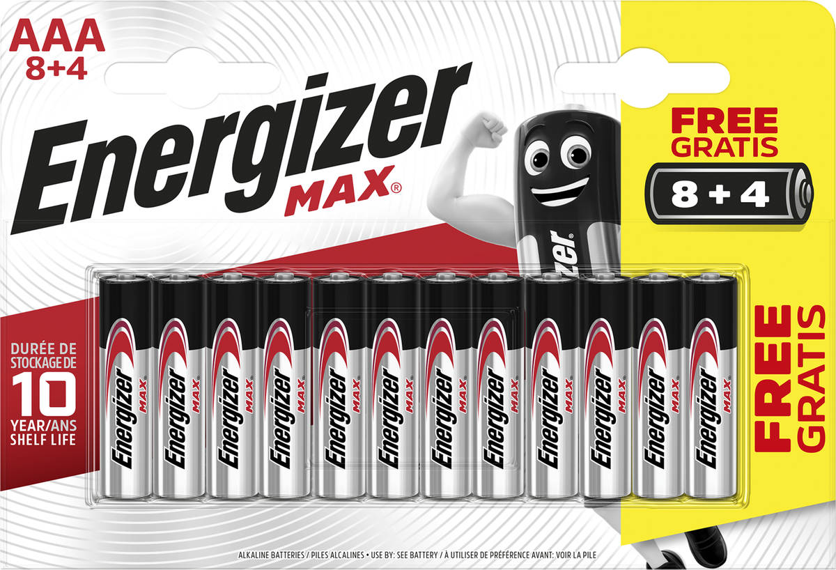 Pilhas ENERGIZER Max AAA BP12 8+4
