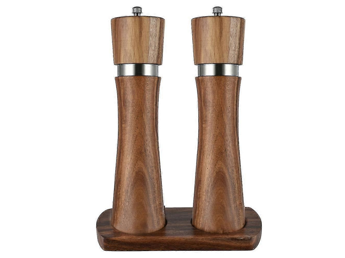 Conjunto De Moedor De Pimenta De Madeira De 6 Polegadas Com Suporte De Madeira, Ferramenta Manual Para Grelhar Sal Brilvibera