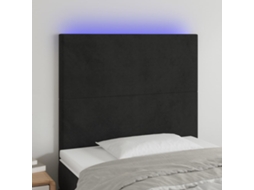 Vidaxl Cabeceira Cama C/ Led Veludo 100x5x118/128 Cm Preto