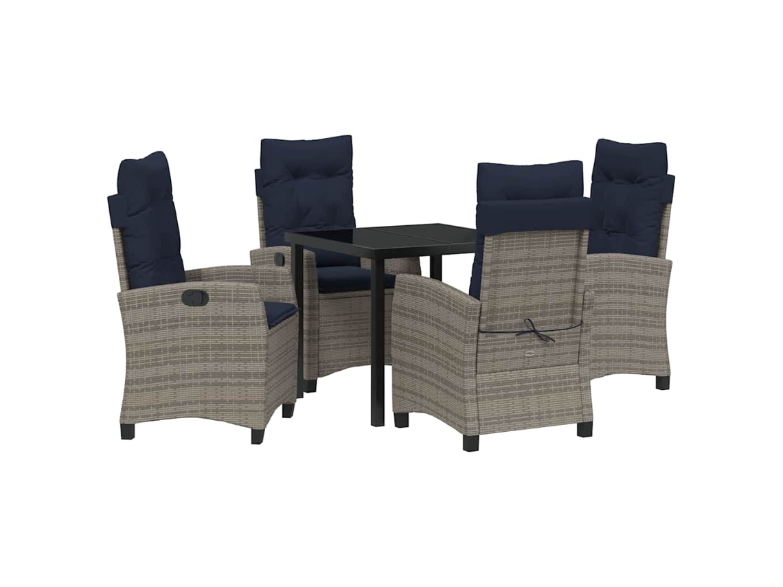 Conjunto de Jantar para Jardim 5 Pcs Cinzeto Vime Pe MAISON EXCLUSIVE