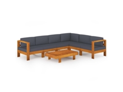 Maison Exclusive - 7 Pcs Conj. Lounge De Jardim C/ Almofadões Cinza-escuro Acácia