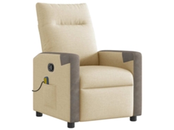 Vidaxl Poltrona De Massagens Reclinável Tecido Cor Creme