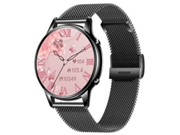Smartwatch com tela Amoled Full Touch de 1,32 polegadas Chamadas Bluetooth Recursos de saúde feminina e design Redondo Black Bestvite