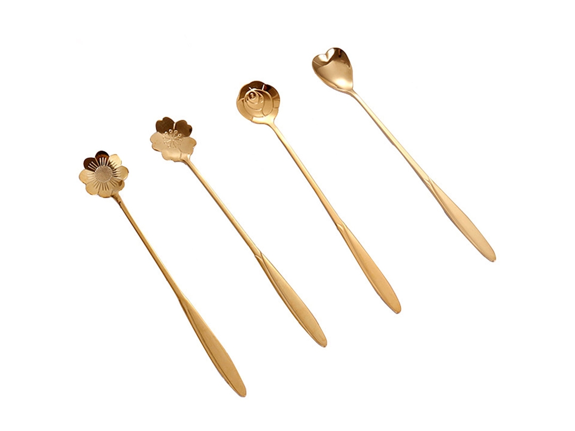 Colheres de Inox LAXISCREED Cherry Blossom Rose Cosmos Coração Longa
