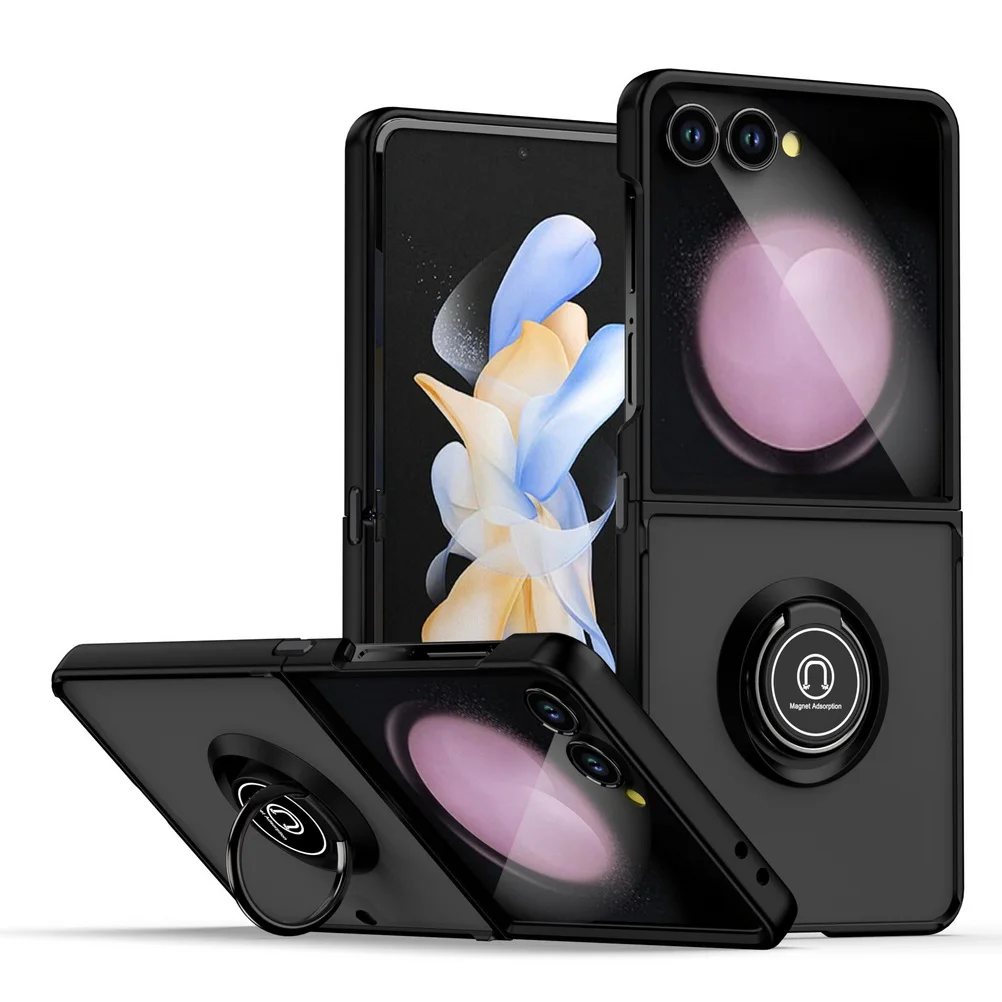 (preto, Galaxy Z Flip4) Capa Para Celular Com Suporte Magnético Para Carro, Anel Giratório E Resistente A Quedas.