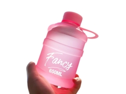 Mini Vaso De Plástico Para Limpiar, Pequeño, Elegante, Rosa Esmerilado, 650 Ml, Individual, Con Cepillo Y Cuerda. Brilvibera