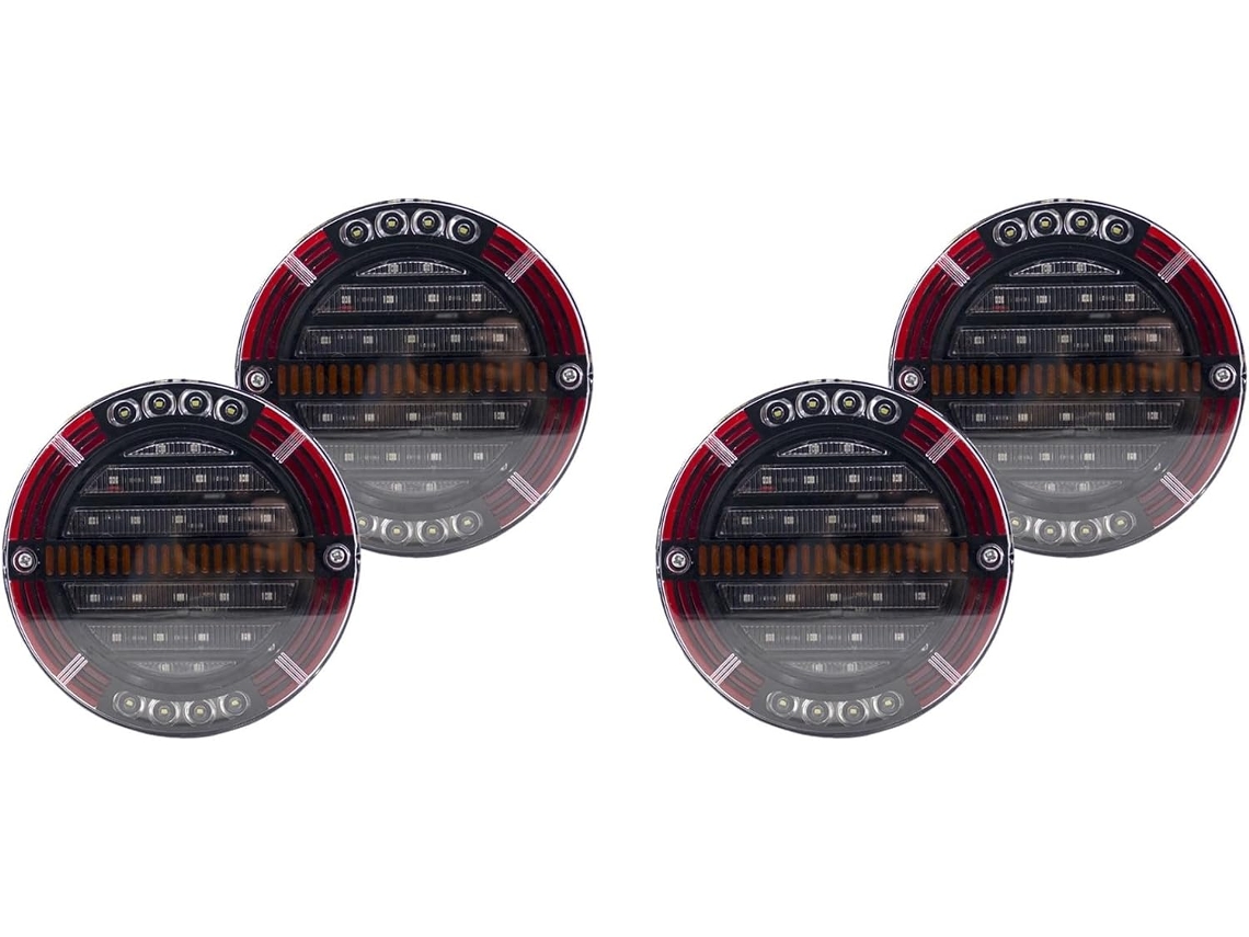 Conjunto De 4 Faróis Led Redondos Para Reboque Com Luz Freio, Luz Diurna Drl, Seta, Para Carro, Caminhão, Barco, Ônibus