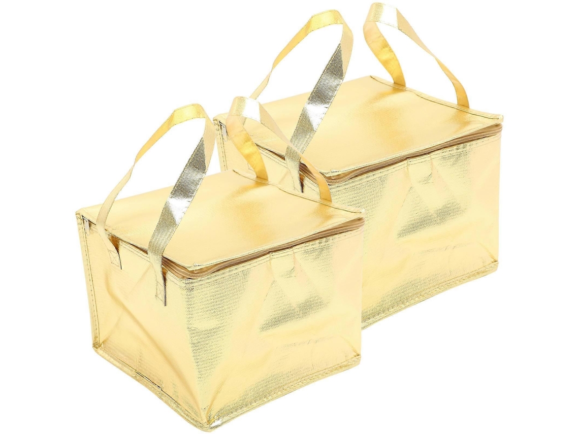 Saco Térmico Isolado com Zíper, Conjunto de 2 Peças Saco de Alimentos Frios Multiuso Dobrável para Viagem, Compras, Camping e Uso Diário GOKOCO