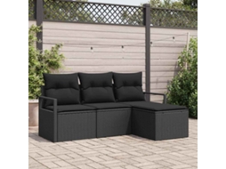 Vidaxl Conjunto De Sofás 4 Unid. Preto Vime Pe