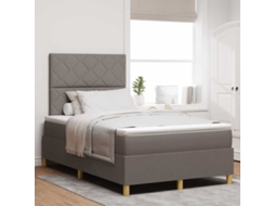Vidaxl Cama Box Com Cabeceira Cinzento-acastanhado 120 X 190 Cm Tecido