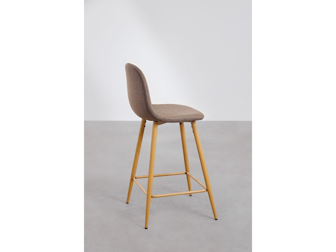 Pacote Com 4 Bancos Altos Glamm Poliéster Toupeira Madeira Natural 65 Cm Sklum