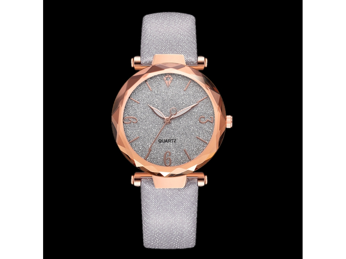 Relógio de Pulso Feminino de Quartzo Cinto Pu Caso Ouro Rosa Estilo Simples Branco