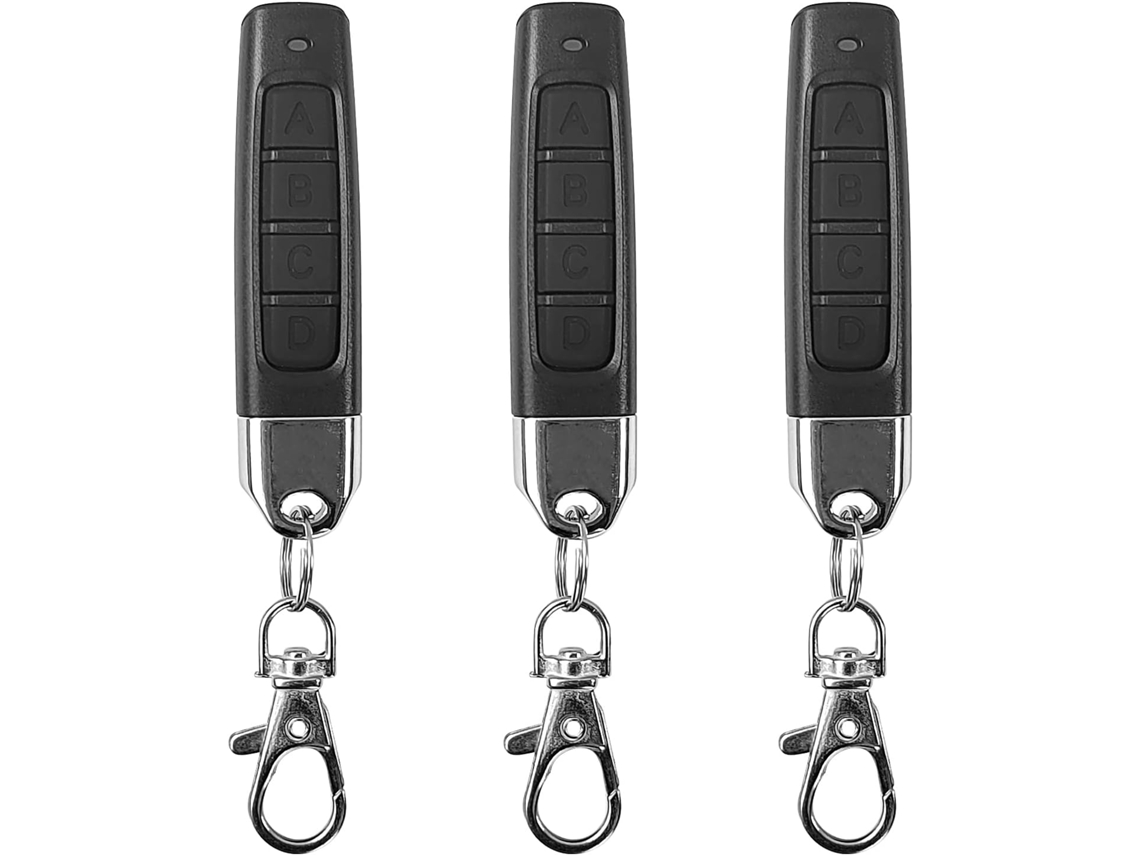 Conjunto de 3 controles universais para porta de garagem, sem fio, pretos, 4 botões BRILVIBERA