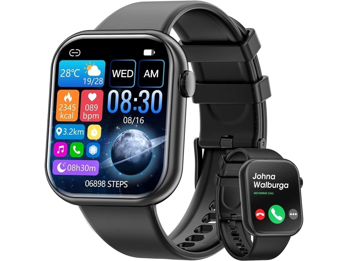 Smartwatch G20 1.85 Polegadas com Funções de Chamadas e Rastreador de Fitness Preto