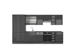 Cozinha Fame Line, 355cm Sem Pt, Antracite Alta Brilho, Antracite, Vicco