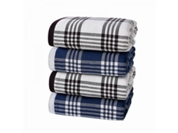 Toalhas de Banho Xadrez para Banheiro, Pacote com 4 Peças de Chuveiro 70 Cm X 140 Cm AQUAFORGE